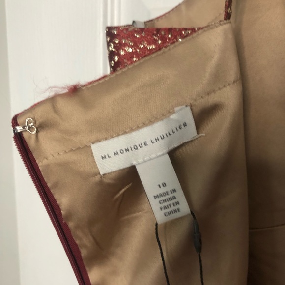 Anthropologie ML Monique Lhuillier Flounced Metallic Dress - Picture 15 of 16